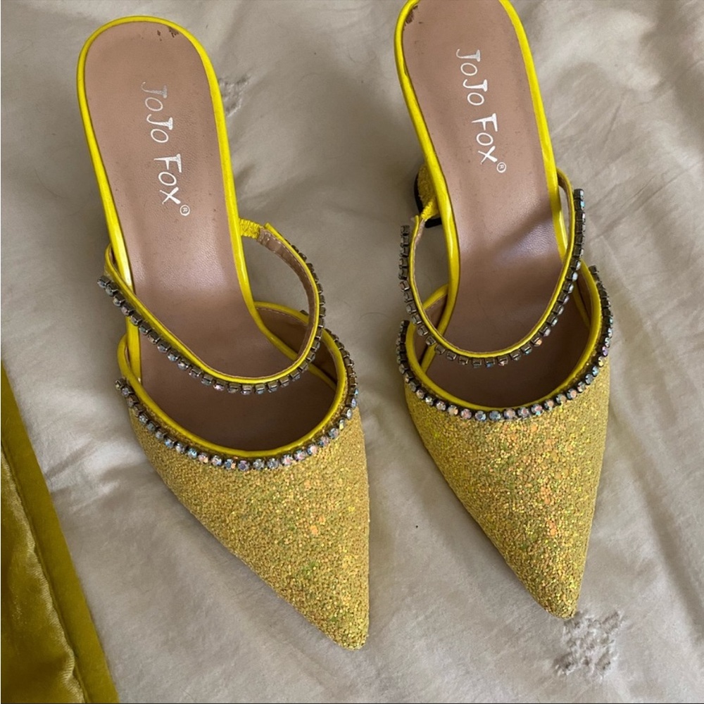 JOJO Fox Yellow Glitter Mule Heel 36.5/37
